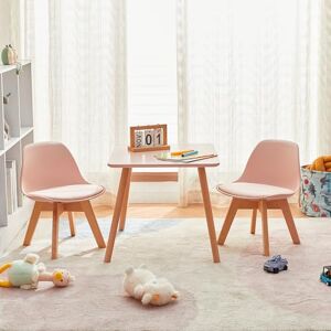 LuxNook Ensemble Table et 2 chaises pour Enfants 3 en 1, Ensemble de sièges en Bois pour Enfants, Petite Table carrée, stimule la créativité et l'apprentissage, garçons et Filles (Rose) - Publicité