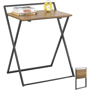 SoBuy Bureau Pliant pour Petits Espaces, Bureau d'Ordinateur Table d’Etude Bureau Portable à Domicile, Salon, Chambre, Aucun Assemblage Requis Design Industriel, FWT88-F - Publicité