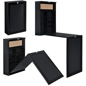 [en.casa] Table Murale Pliable Bureau Mural Rabattable MDF Noir 156 x 50 x 91,5 cm - Publicité