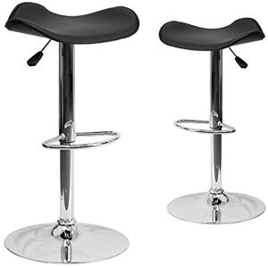 Flash Furniture Meubles Flash Tabouret de Bar Hauteur réglable, Vinyle, Plastique, métal, contreplaqué, Chrome, Mousse, Noir, Lot de 2 - Publicité