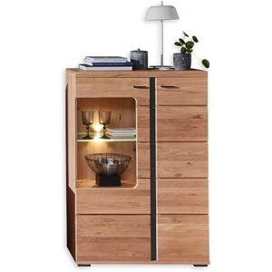 Stella Trading Vitrine Massive Aspect Massif Certifiée FSC Moderne avec éclairage LED et Beaucoup d'espace de Rangement Vieille/Old Artisan Oak 90 x 134 x 38 cm - Publicité