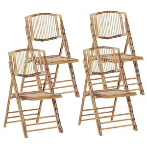 Beliani Lot de 4 Chaises de Salle à Manger Pliantes en Bambou Naturel et Rotin Parfaites pour Salon ou Cuisine au Style Boho Rustique et Colonial - Publicité