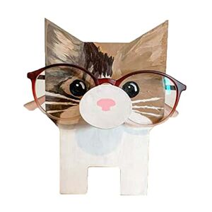 INIFLM Support à lunettes en bois en forme d'animal Fait à la main En forme de chat Pour la maison, le bureau - Publicité