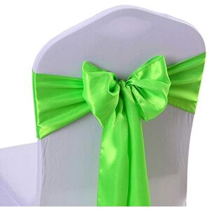 Bigood 1pc Nœud de Chaise Ruban en Satin Décoration Bande pour Mariage Fête Anniversaire Vert Fluo - Publicité