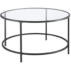 [en.casa] Table Basse Ronde pour Salon Petite Table Stylée Plateau en Verre Pieds en Acier 84 x 45,5 cm Noir - Publicité