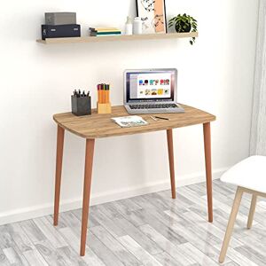 [en.casa] Bureau Design Table Rectangulaire Solide Poste de Travail Panneau de Particules Bois de Hêtre 70 x 90 x 60 cm Effet Chêne Naturel - Publicité