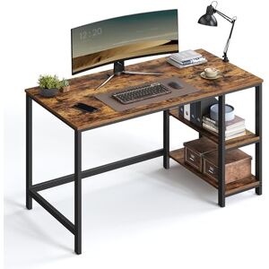 VASAGLE Bureau avec Rangement, Table d’Ordinateur, avec 2 Étagères Réversibles, Poste de Travail, pour Télétravail, Salon, Cadre en Acier, Style Industriel, Marron Rustique et Noir LWD47X - Publicité