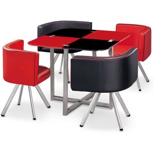 Menzzo P803 Contemporain Mosaic 90 Table et Chaises Métal/Verre Noir/Rouge 90 x 90 x 75 cm - Publicité