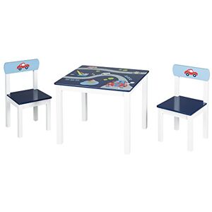 roba Set table et chaises pour enfants 'Pilote', set de meubles pour enfants avec 2 chaises et un table, set imprimé avec motifs voitures en bleu. Publicité