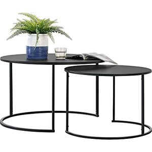 [en.casa] Lot de 2 Tables Basses Rondes Gigognes Capacité de Charge 20 kg Tables de Salon Robustes en Fer de Tailles Différentes Noir - Publicité