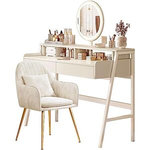 Vanity de maquillage avec lumières, coiffeuse chambre à coucher moderne minimaliste crème vent table de maquillage petite petite coiffeuse domestique (couleur : C, taille : 80 cm) - Publicité
