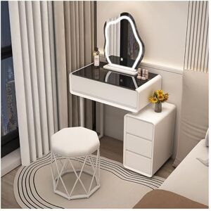 GaRcan Ensemble de Coiffeuse de Maquillage, Coiffeuse de Maquillage, Bureau, tiroirs de Rangement latéraux Gauche ou Droit, Coiffeuse avec Tabouret pour Femmes et Filles (Couleur : Blanc, - Publicité