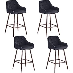 JaHECOME Lot de 4 Tabourets de Bar Noirs avec Dossier, accoudoir et Repose-Pieds, Chaises de Salle à Manger, Chaises de Cuisine en Velours pour Salle à Manger, Cuisine, Salon et Bar (4, Noir) - Publicité