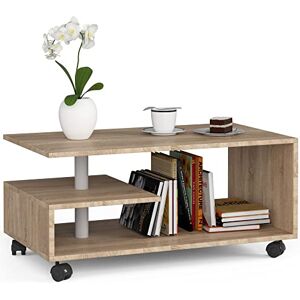 AKORD Table Basse avec roulettes   Bibliothèque Tables Basses pour Salon Chambre   L90 x H40 x P51 cm   Meuble Salon Design Moderne Fonctionnel   Panneau Stratifié 16mm - Publicité