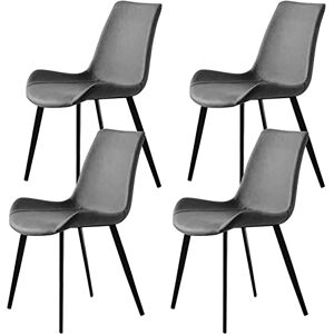 CuNtoHHH Chaises de Salle à Manger avec Pieds en métal Noir, chaises d'appoint en Simili Cuir pour Cuisine, Salon, Chambre à Coucher, Salon, Lot de 4, Gris/Marron - Publicité