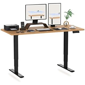 FLEXISPOT EC5 Pro Bureau Assis-Debout 180 x 80 cm, Bureau Réglable en Hauteur avec Trois Colonnes & Double Moteur Bureau avec Commande à Mémoire et Soft Start/Stop (Plateau érable+Cadre Noir) - Publicité