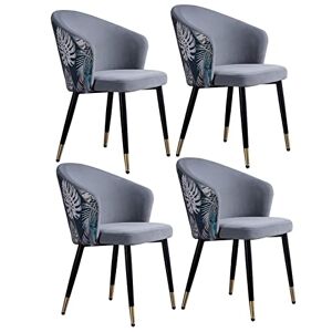 TrUkd Ensemble de 4 chaises de salle à manger en velours pour cuisine moderne, fauteuils de salon avec pieds en acier noir, siège en velours et dossiers brodés, chaise de maquillage, chaises de salle à - Publicité