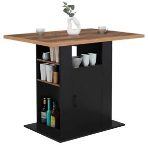 IDMarket Ilot Central UGO 110 cm Bois Noir et Effet Bois foncé Hawkins avec rangements - Publicité