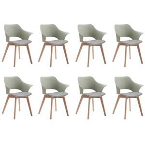 BenyLed Lot de 8 Chaises de Salle à Manger avec Revêtement en Tissu ; Chaises de Salon Chaises Longues Design Sculpté en Creux avec Accoudoir (Vert) - Publicité