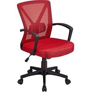 Yaheetech Chaise de Bureau Ergonomique Fauteuil Bureau Pivotant en Maille Respirant Support Lombaire Réglable Rouge - Publicité