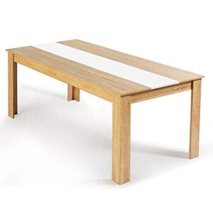 IDMarket Table à Manger Rectangle Georgia 8 Personnes Imitation hêtre et Blanche 160 x 90 cm - Publicité