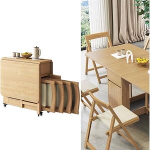 HDCCDM Table Et Chaises Pliantes, 51,2 Pouces Table Papillon Pliante en Bois Massif Couleur Bois Fruitier avec 4 Chaises Rembourrées Convient Aux Salles À Manger, Aux Balcons Et Aux Espaces Étroits - Publicité