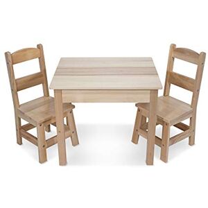 Melissa & Doug Table et chaises pour enfants en bois naturel massif   meubles pour enfants   meubles en bois massifs   lot de 3 pièces   51x60x52cm   Cadeau pour les filles et les garçons   3+ Ans - Publicité