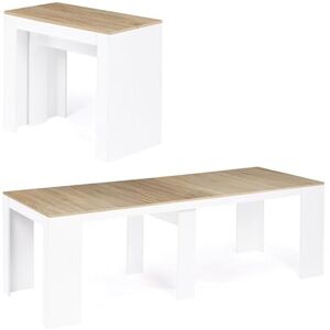 IDMarket Table Console Extensible Orlando 10 Personnes 235 cm Bois Blanc et façon hêtre - Publicité