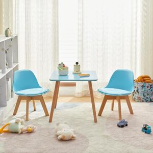 LuxNook Ensemble Table et 2 chaises pour Enfants, Ensemble de sièges en Bois de hêtre, Petite Table carrée pour la créativité et l'apprentissage, garçons et Filles, Cadeau de Noël (Bleu) - Publicité