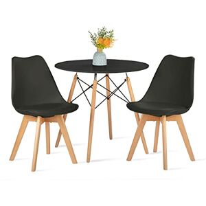 FURNITABLE Ensemble de table et chaises Table noire avec 2 chaises noires pour cuisine, salle à manger, bureau - Publicité