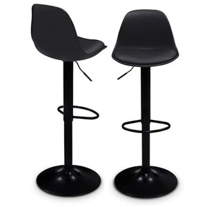 IDMarket Lot de 2 tabourets de Bar Karl Design Noir Pied Noir - Publicité