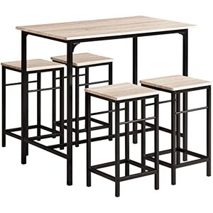 SoBuy OGT11-N Set de 1 Table + 4 Tabourets Ensemble Table de Bar Bistrot + 4 Tabourets avec Repose-Pieds Table Haute Cuisine - Publicité