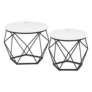 VASAGLE Table Basse Ronde, Lot de 2, Table d’Appoint, Bout de Canapé, Style Moderne, Plateau Amovible, Cadre en Acier, pour Salon, Blanc et Noir LET040B59 - Publicité