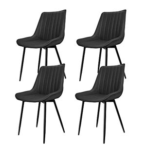 LANTUS Lot de 4 Chaises De Salle à Manger,Chaise De Cuisine RembourréE,Chaise De Salle à Manger avec Pieds MéTalliques Noirs,Convient pour La Salle à Manger, La Coiffeuse-Noir-4PC - Publicité