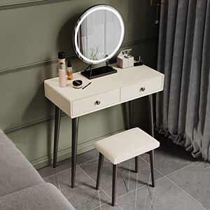 MODINK Coiffeuse de Maquillage avec Miroir éclairé, Coiffeuse avec Chaise rembourrée, 2 tiroirs, Bureau pour Femmes et Filles (Taille : 80 cm) (100 cm/39,3 Pouces) - Publicité