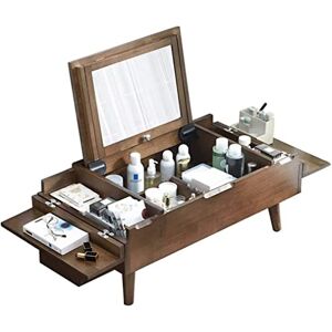 OPiCa Coiffeuse de Maquillage Multifonction avec Miroir Rabattable pour Chambre à Coucher, Petit Appartement, Table d'écriture, Surface de Miroir réglable avec 5 Compartiments de Rangement (Couleur : - Publicité