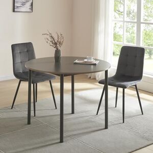 [en.casa] Table de Salle à Manger avec Plateau Rond Table à Manger Élégante pour Salon Cuisine Bureau MDF Acier 100 x 75 cm Gris Effet Chêne Noir - Publicité