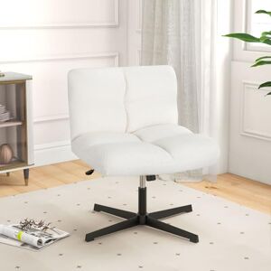 COSTWAY Fauteuil de Salon en Tissu Bouclette, Chaise Coiffeuse à Pieds Croisés Métal, Hauteur Réglable, pour Salon, Chambre, Bureau, Charge 150 kg, Beige - Publicité