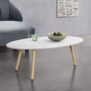 [en.casa] Table Basse de Style Élégant pour Salon Table avec Pieds Solides en Bois MDF revêtu PVC 110 x 60 x 40 cm Blanc Effet Bois - Publicité