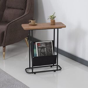 [en.casa] Table d'Appoint Design Bout de Canapé avec Espace de Rangement Panneau de Particules Métal Polyester 64 x 55 x 24 cm Effet Noyer Noir - Publicité