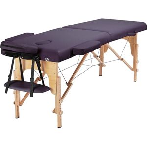 Yaheetech Table de Massage Portable Pliable à 2 Zones Charge 250 kg en Bois Hêtre Hauteur Réglable avec Appuie-tête Amovible Sac de Transport 213 x 60 cm Lavande - Publicité