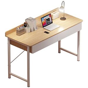 NGKEC Bureau Simple en Bois pour PC, Table d'écriture Moderne, Support Universel pour Ordinateur Portable, Meuble de Maison, Poste de Travail PC avec 2 tiroirs, Table d'étude à Domicile, 2 Couleurs - Publicité