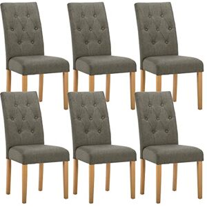 AltoBuy Oxford Lot de 6 Chaises Gris Taupe avec Boutons - Publicité