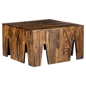 WOMO-DESIGN Table Basse Mumbai 70x70x40 cm, Carré, Naturel, en Bois Massif de Sheesham, Pièce Unique Fait Main, Style Cottage, Table d'Appoint de Café, Table Lounge Sofa, Canapé, Meuble de Salon - Publicité