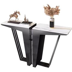 KPHYMOD Table Console Table Console Moderne avec Base Géométrique, Table D'entrée en Faux Marbre, Table De Canapé pour Salon, Entrée, Couloir (Color : White+Black, Size : 59.1X11.8X31.5inch) - Publicité