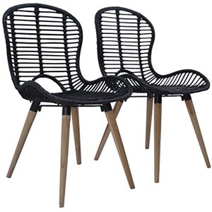 vidaXL Chaises à Manger Lot de 2 Noir rotin Naturel - Publicité