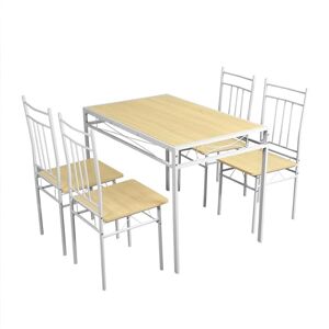 FURNITABLE Ensemble de Salle à Manger 5 pièces, Table à Manger avec 4 chaises, Plateau de Table réversible pour Petits espaces   Grain de hêtre/Blanc - Publicité