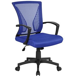 Yaheetech Chaise de Bureau avec Siège Dossier en Maille Respirante Hauteur Réglable Fauteuil d'Ordinateur Inclinable à roulettes Pivotantes Charge 125kg Bleu - Publicité