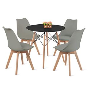 FURNITABLE Ensemble table et chaises Table noire avec 4 chaises grises Pour cuisine, salle à manger, bureau - Publicité