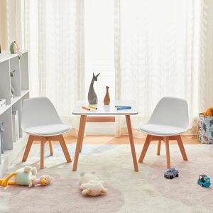 LuxNook Ensemble Table et 2 chaises pour Enfants 3 en 1, Ensemble de sièges en Bois pour Enfants, Petite Table carrée, stimule la créativité et l'apprentissage, garçons et Filles (Blanc) - Publicité